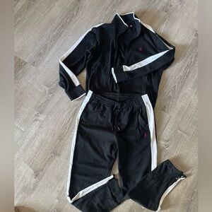 Polo Ralph Lauren Black Track Suit with White Stripes